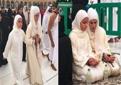 بالصور: الأميرة هيا وابنتها تؤديان مناسك العمرة