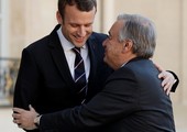 بالصور... الرئيس الفرنسي يستقبل الأمين العام لأمم المتحدة في قصر الاليزية